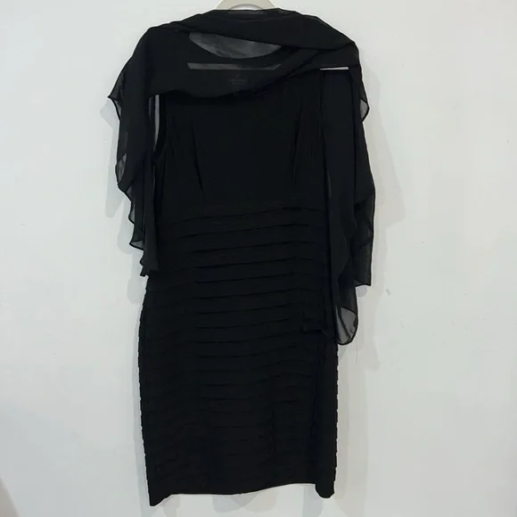 Adrianna Papell Black Tiered Bolero Dress Size 12 - Picture 7 of 11